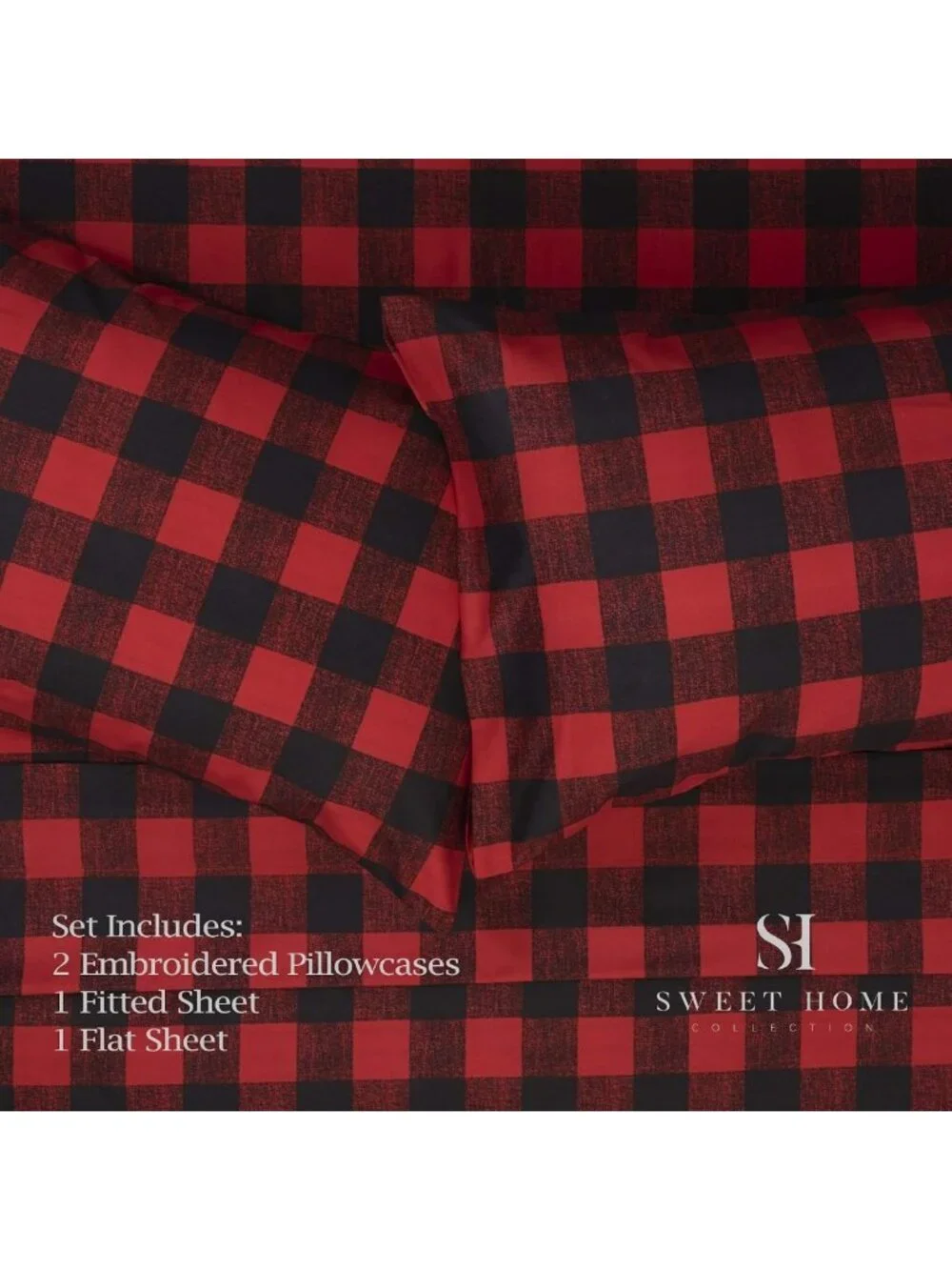 Luxury King Size Buffalo Print Sheet Set - Deep Pocket, Wrinkle-Free Bedding